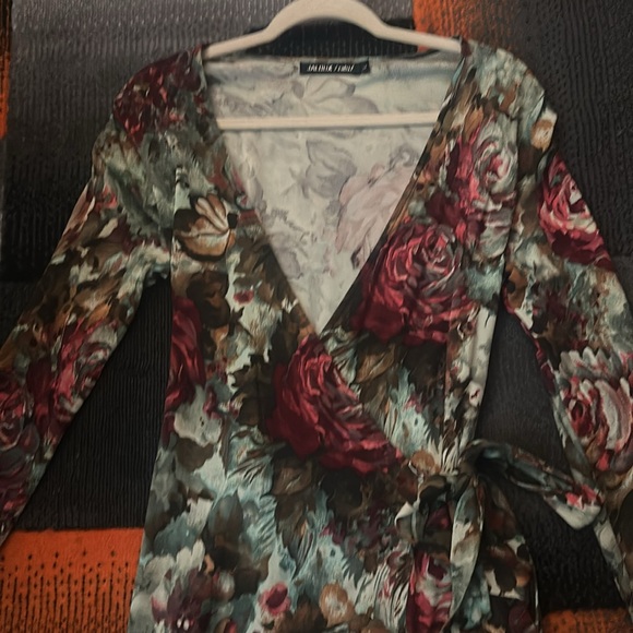 NWO JALOUX /Zalu rayon Wrap around Vintage Gorgeous Dress Size Large See video - Picture 6 of 12